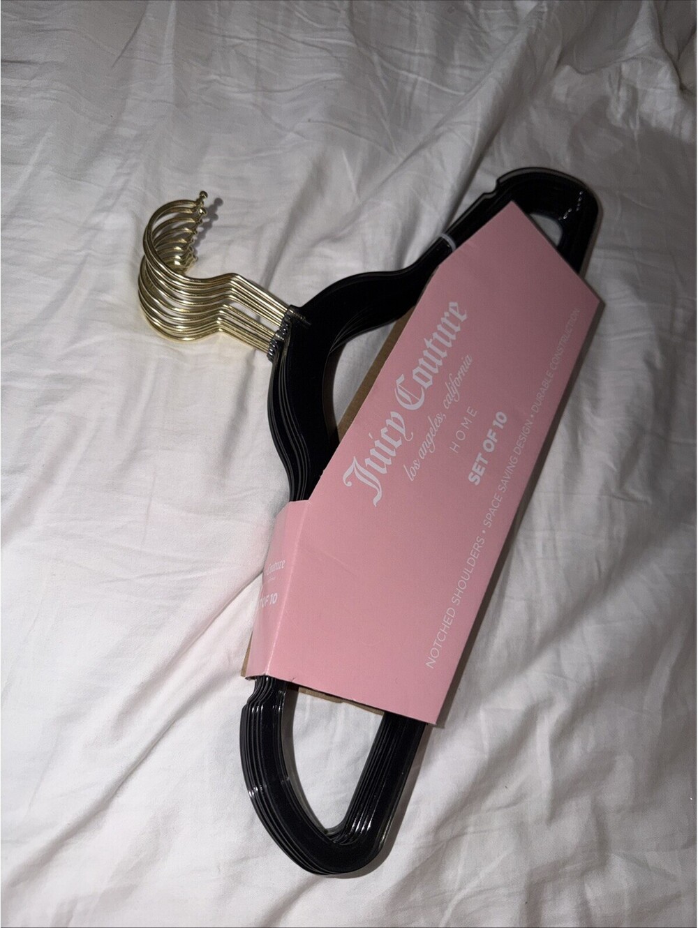 JUICY COUTURE HANGERS JUICY COUTURE BLACK CROWN HANGER SET OF 10  NEW
